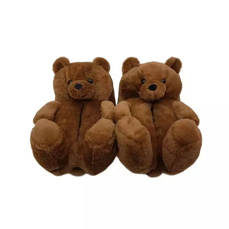 Plush Teddy Bear Couple Slippers