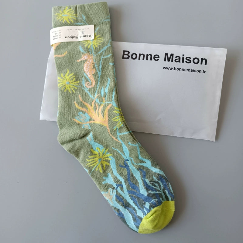 Artistic French Tide Oil Painting Socks fun art literary oil painting