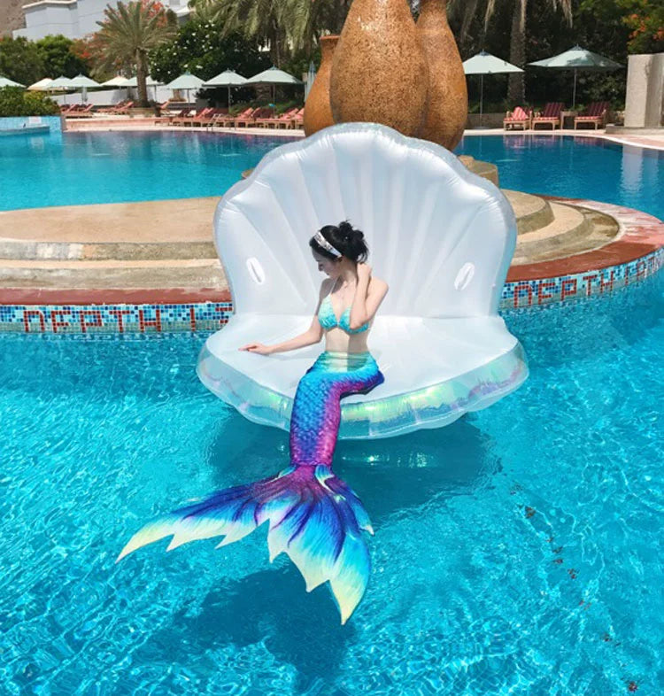 Mermaid Shell Inflatable Floating Bed - Seaside Fun Product Description