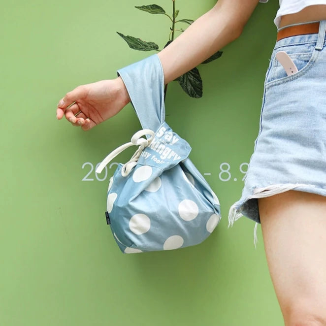 Portable Waterproof Japanese Drawstring Bento Bag