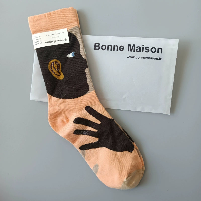 Artistic French Tide Oil Painting Socks fun art literary oil painting