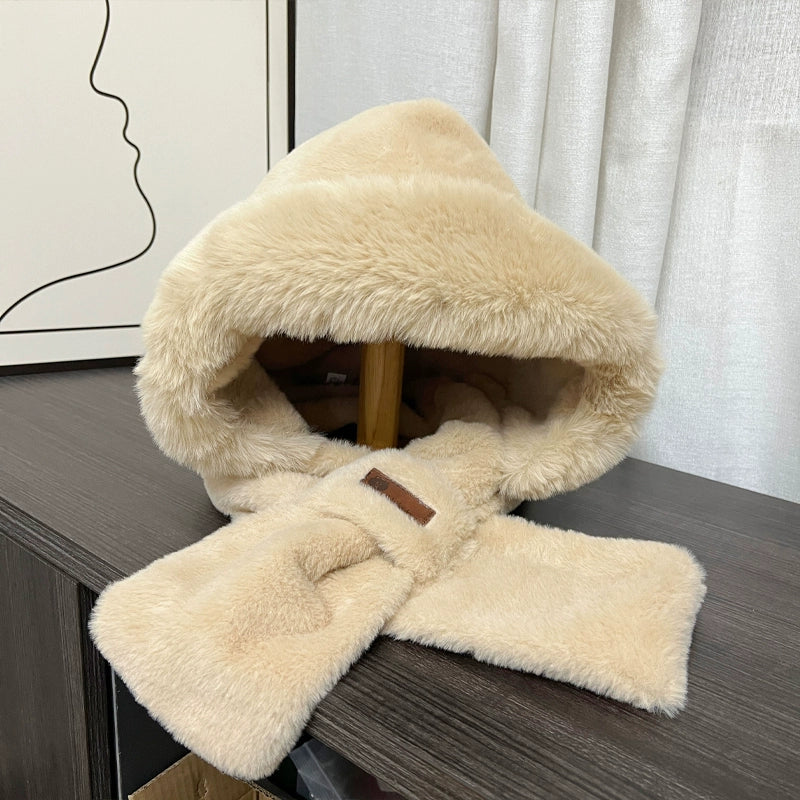 Plush Rabbit Fur Hat and Scarf Set