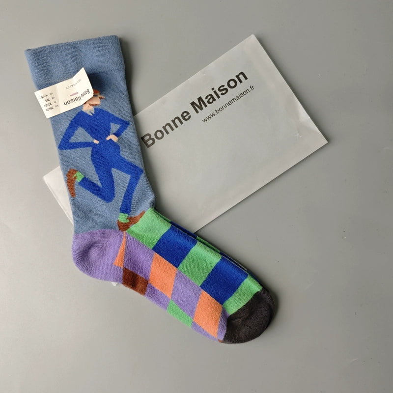 Artistic French Tide Oil Painting Socks fun art literary oil painting