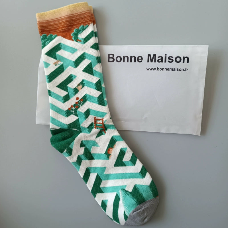 Artistic French Tide Oil Painting Socks fun art literary oil painting