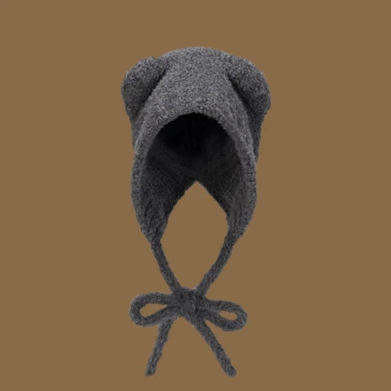 White Bear Ears Knitted Beanie