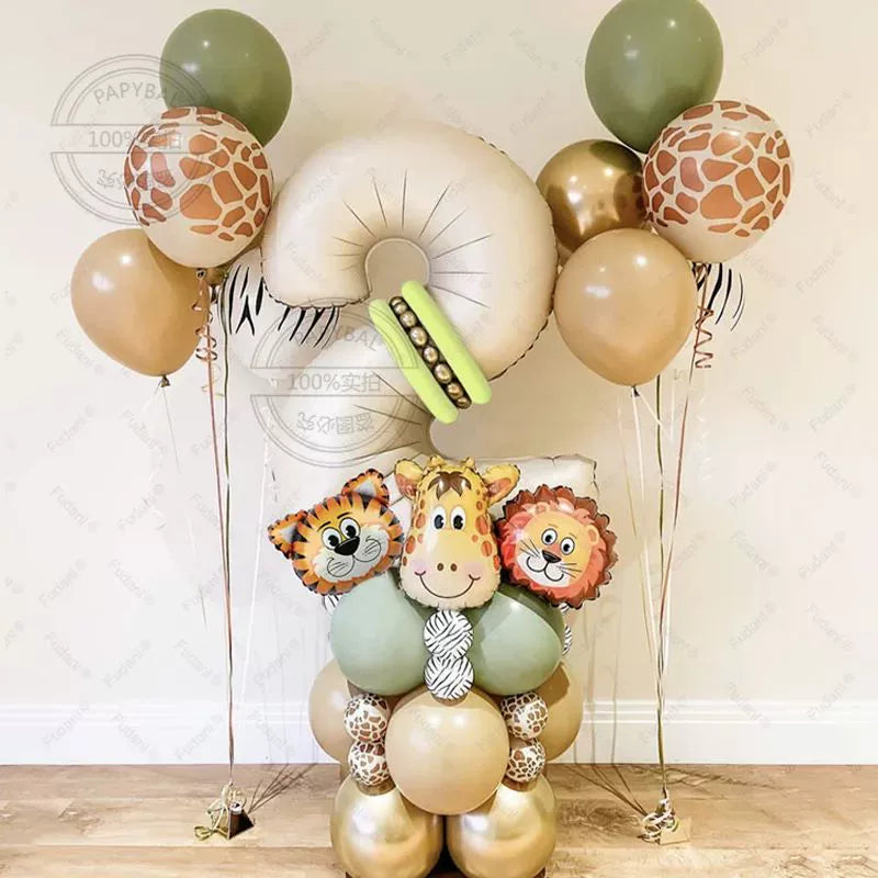 40 Pcs Safari Animal Balloons - Jungle Theme Birthday Party Decorations