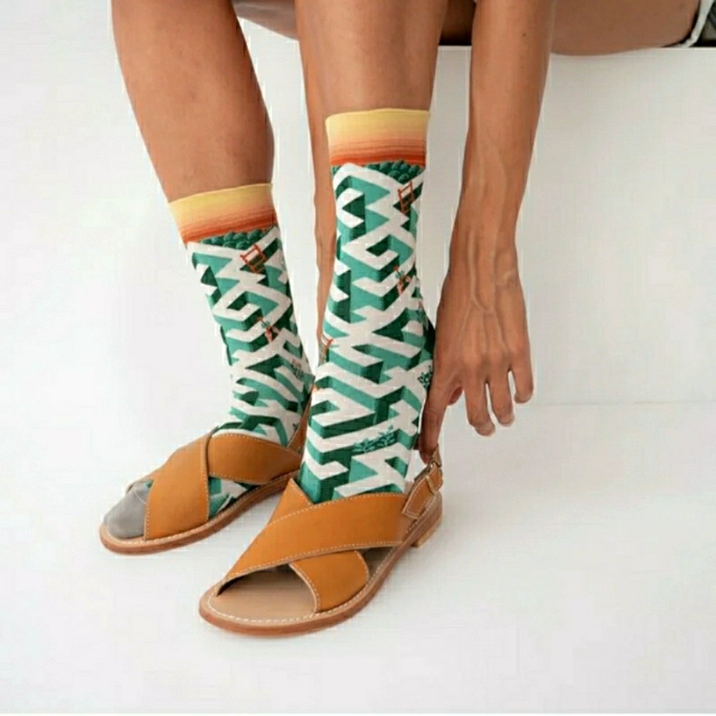 Artistic French Tide Oil Painting Socks fun art literary oil painting