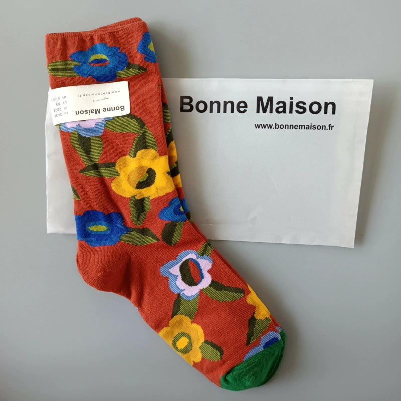 Artistic French Tide Oil Painting Socks fun art literary oil painting
