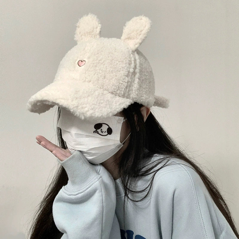 Fluffy Bunny Ears Baseball Hat