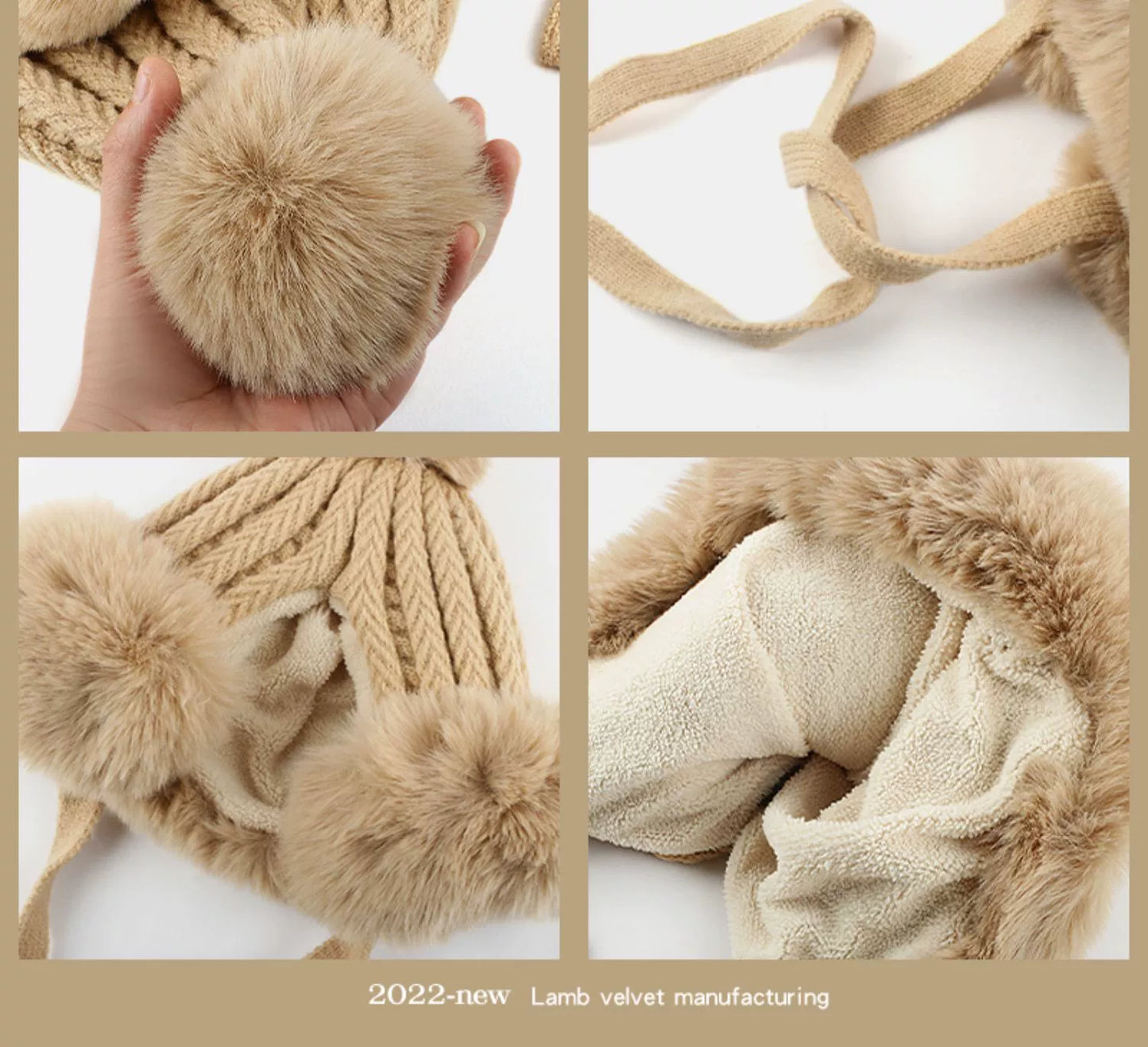 Sweet and Cute Fox Ears Plush Hat - Korean Style Woolen Ear Protection