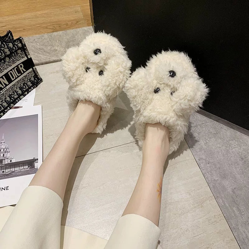 doggy Wool Slippers for Women