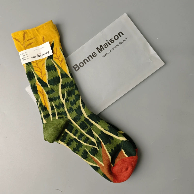 Artistic French Tide Oil Painting Socks fun art literary oil painting