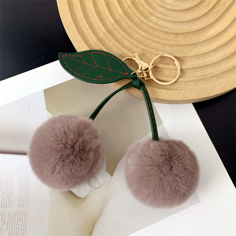 Charming Cherry Fur Keychain