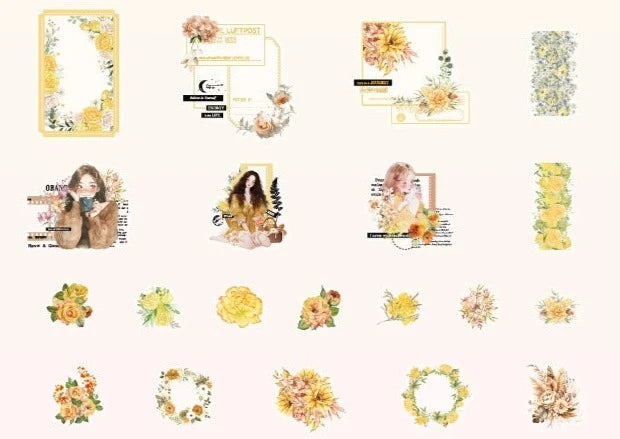 Blushing Blooms - Adorable Floral Girl Sticker Collection