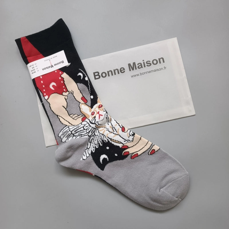 Artistic French Tide Oil Painting Socks