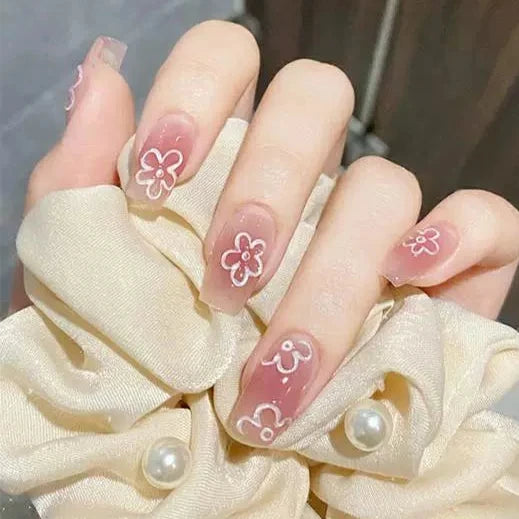 3D Ice Flower Nail Art Stickers - Adhesive White Hollow Flowers