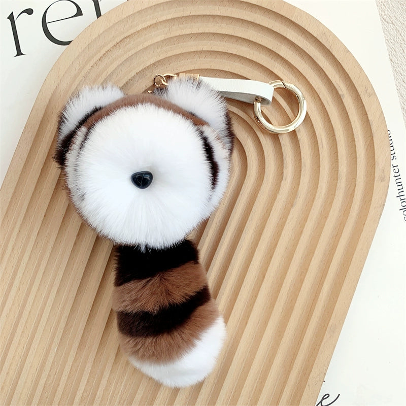 Charming Raccoon Fur Keychain