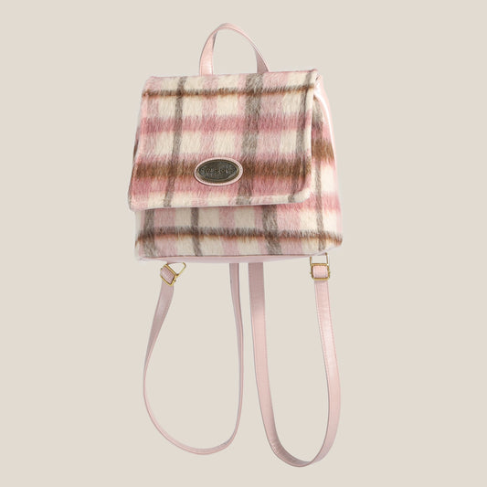 Premium Woolen Plaid College Backpack