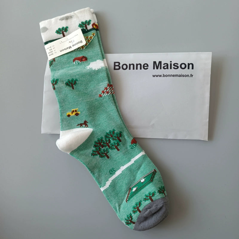 Artistic French Tide Oil Painting Socks fun art literary oil painting
