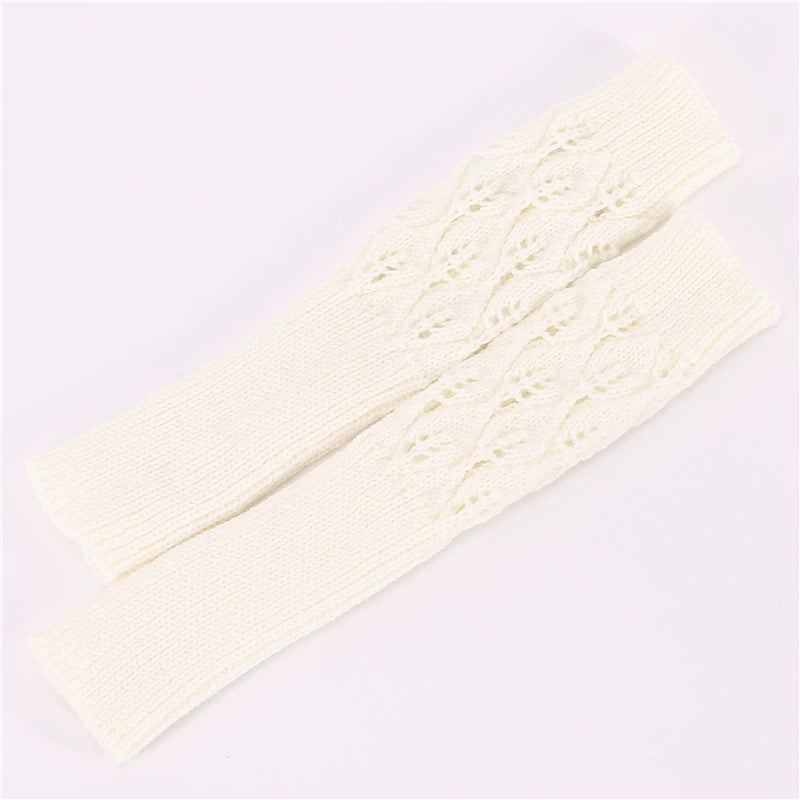 Knitted Jacquard Open Finger Gloves - Autumn/Winter Collection