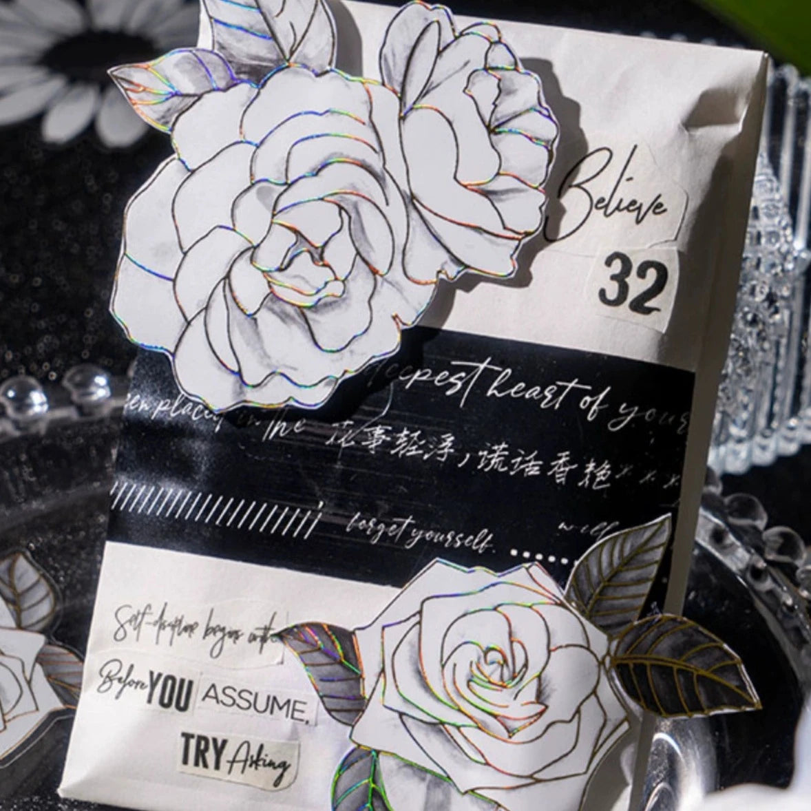 Black Night Flower- Captivating Floral Stickers