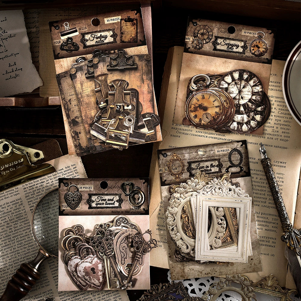 Vintage Mechanical Marvels - Evoke a Timeless Ambiance with Captivating Gear and Key Stickers