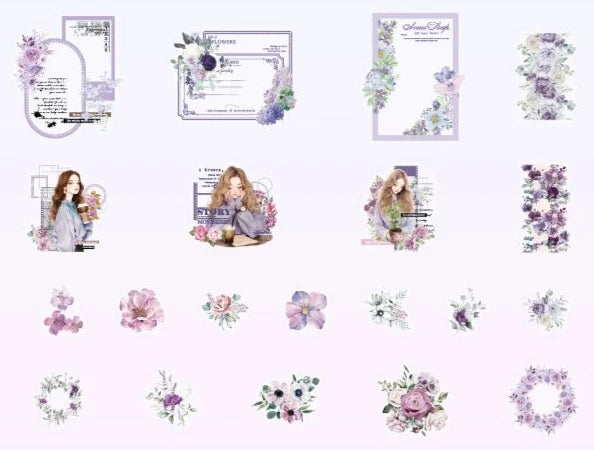 Blushing Blooms - Adorable Floral Girl Sticker Collection