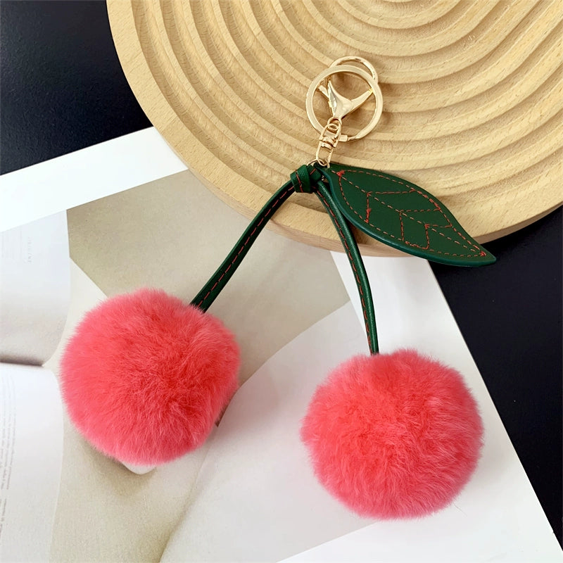 Charming Cherry Fur Keychain