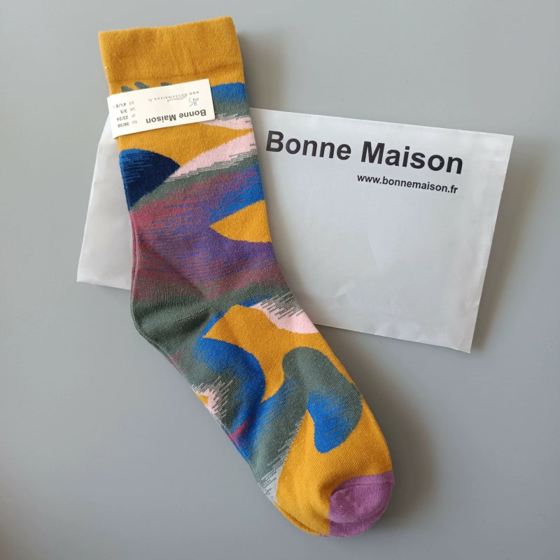Artistic French Tide Oil Painting Socks fun art literary oil painting