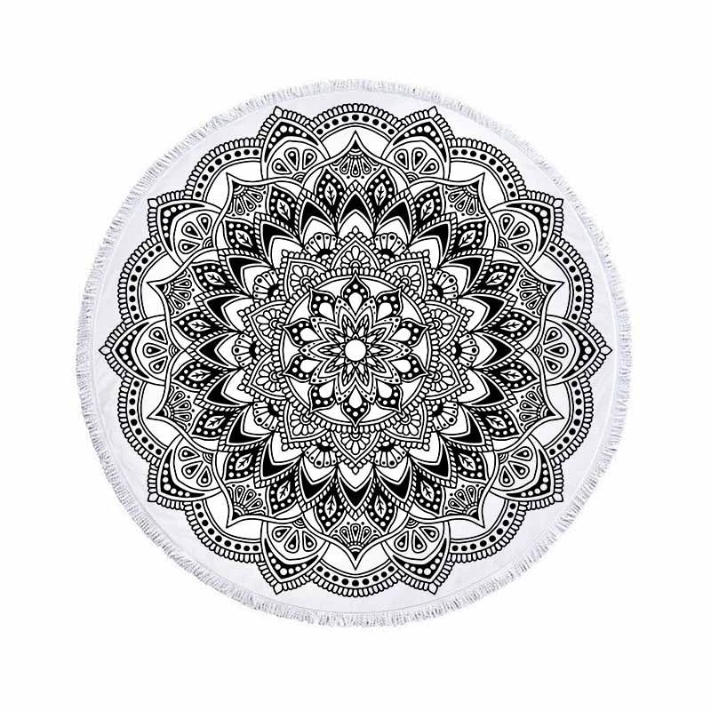 Gradient Mandala Bliss - Round Beach Towel & Yoga Mat