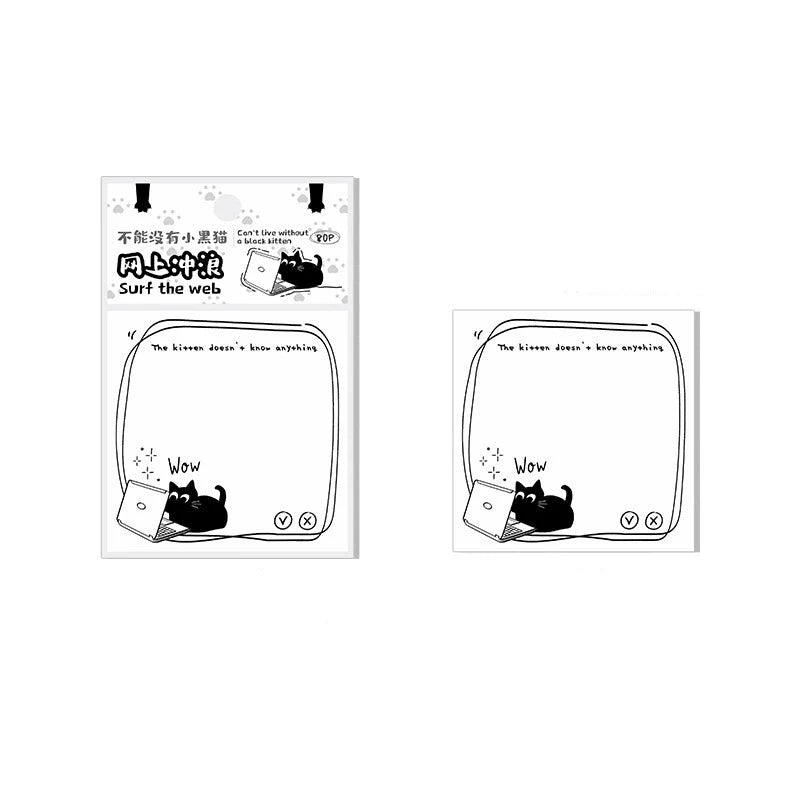 Adorable Black Cat Sticky Notes | Cute Illustrated Memo Pads for Daily Use