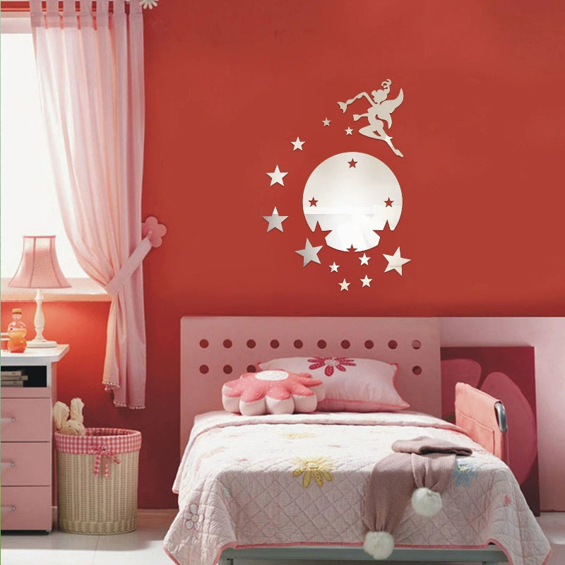 Magic Fairy Acrylic Mirror Wall Stickers  3D Childrens Room Decor